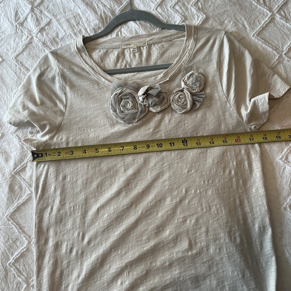 VTG J.Crew Y2k Women's Top Sz Large Floral Appliqué Rhinestone Romantic Poetcore - Picture 6 of 7